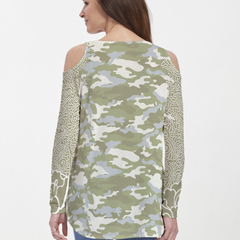 Camo-Floral Green (9239) ~ Cold Shoulder Tunic