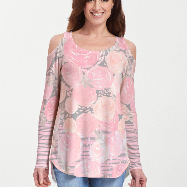 Corsage Pink (10153) ~ Cold Shoulder Tunic