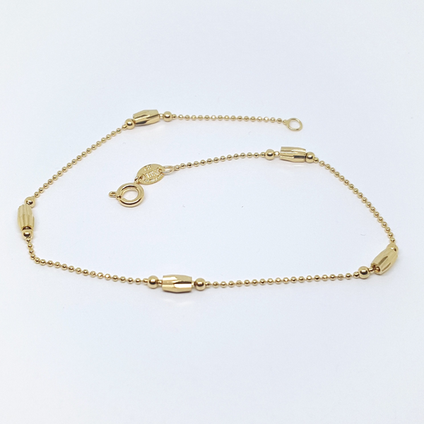 1-0063-h2 Gold filled  Beaded Anklet, 9-3/4"