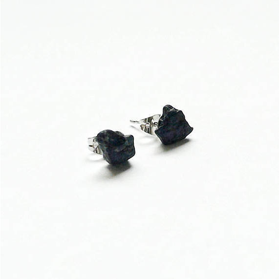 Raw Black Tourmaline Stud Earrings