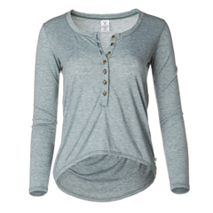 Adams- Women's Crew Neck Soft Premium Long Sleeve tee with Buttons