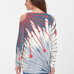 Flower Burst RWB (2027) ~ Cold Shoulder Tunic