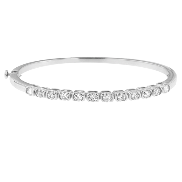 14K White Gold 1 7/8ct. TDW Round Cut Diamond Bonds of Love Bangle (H-I, SI1-SI2)