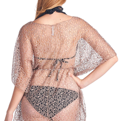 Shore Trendz Women's Crochet Short Sleeve Swimwear Cover-up Beach Dress Made in USA