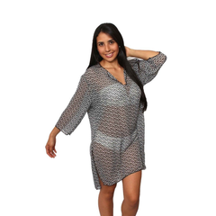 Plus Size Beach Dress Chiffon Long Sleeve Swimwear Cover-up Made in the USA