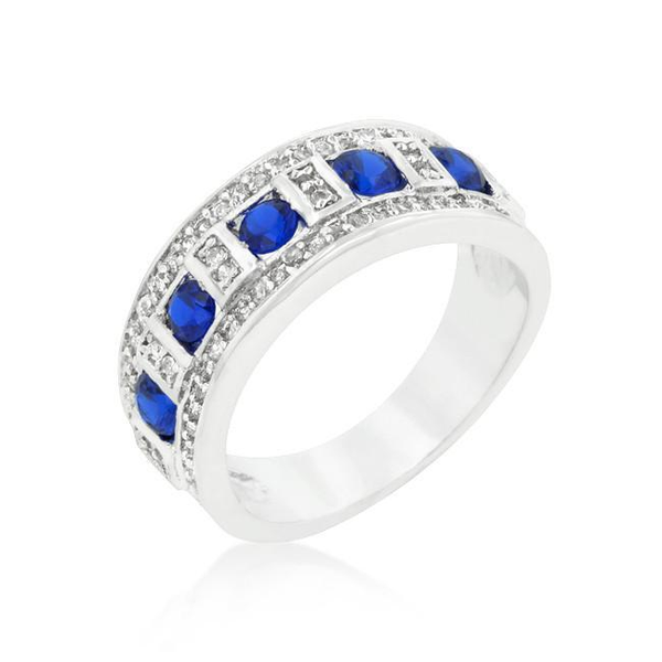 Blue and Clear Encrusted Silvertone Ring