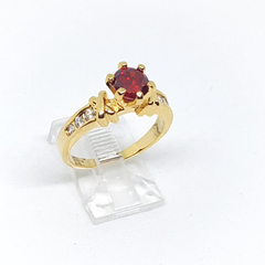 1-3105-h2 Gold Overlay Solitaire CZ Ring. (3 colors available).