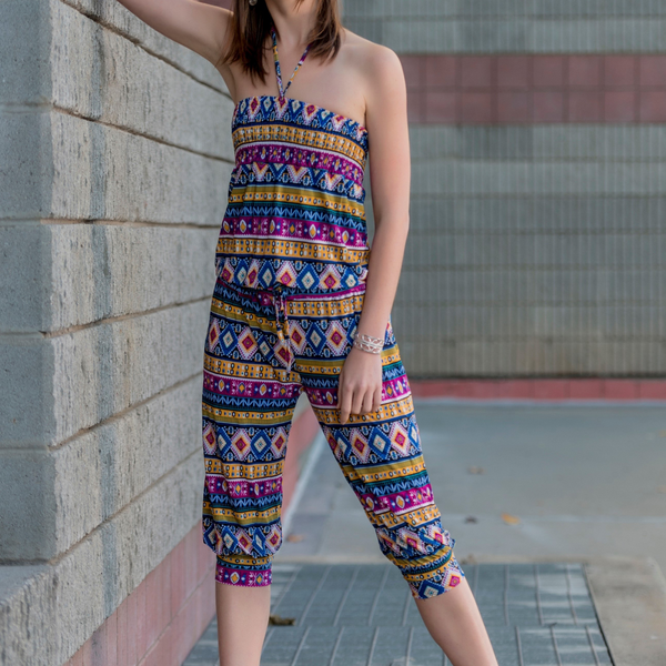Bold Geometric Halter Jumpsuit