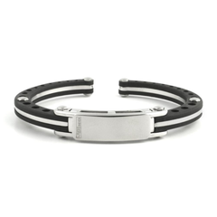 JoJino Stainless Steel Rubber Bracelet Bangle
