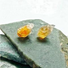 Raw Citrine Stud Earrings