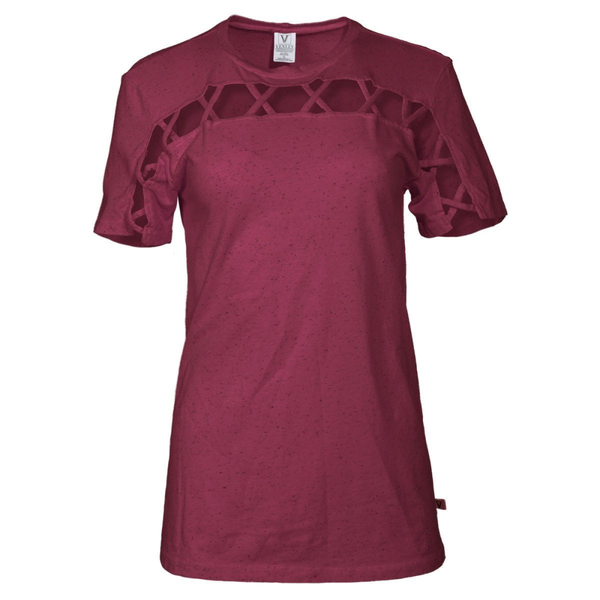 Avalon- Women's Boyfriend-Fit Short Sleeve Crew Neck Square Hole Premium Tee Shirt