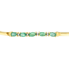 10K Yellow Gold 0.02ct TDW Diamond and Emerald Bangle(H-I,I2-I3)