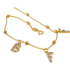 (1-0060-2453-h6) Gold Filled "BFF" Crystal Charms Anklet, 10".