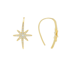 Large Golden Starburst Hook Earrings