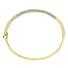 14K Yellow Gold 2.1ct TDW Treated Blue and Princess Cut Diamond Bangle (H-I,SI2-I1)