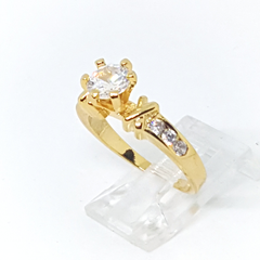1-3105-h2 Gold Overlay Solitaire CZ Ring. (3 colors available).