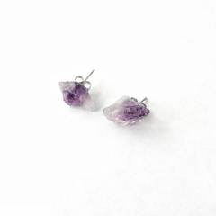 Raw Amethyst Stud Earrings