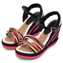 Womens Summer Color Block Criss-cross Platform Sandals
