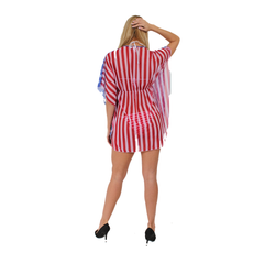 Gorgeous USA Flag Short Sleeve Cover-up Beach Dress Stars and Stripes Swimwear