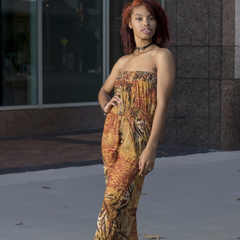 Animal Print Strapless Jumpsuit