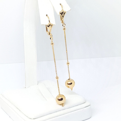 (1-1226-h4) Gold Overlay Beaded Drop Earrings, 2-3/4"