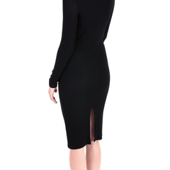 Modal Long Sleeve Henley Dress - Black