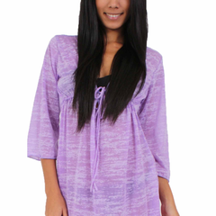 Women's Burnout Swimwear Cover-up Long Sleeve Beach Dress Made in the USA