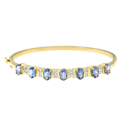 14K Yellow Gold 3.25ct.TDW Round-cut Diamond and Tanzanite Bangle (H-I, I1-I2)