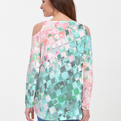 Crackle Teal (2852) ~ Cold Shoulder Tunic