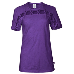 Avalon- Women's Short Sleeve Crew Neck Square Hole Premium Tee Shirt