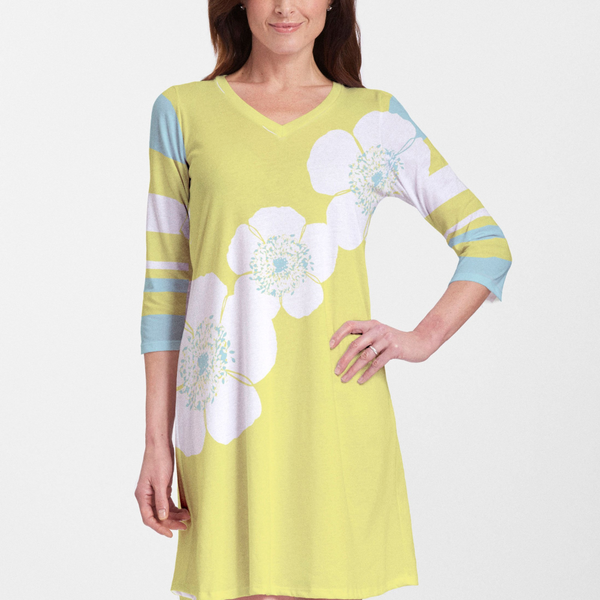 Poppy Chartreuse (7146) ~ V-neck Swing Dress