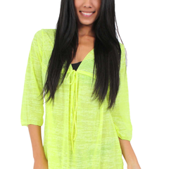 Women's Burnout Swimwear Cover-up Long Sleeve Beach Dress Made in the USA