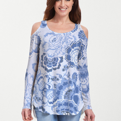 Carnation Periwinkle (7575) ~ Cold Shoulder Tunic
