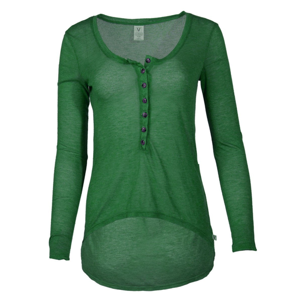 Adams- Women's Crew Neck Soft Premium Long Sleeve tee with Buttons