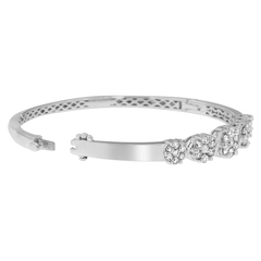 14K White Gold 2 1/2 ct. TDW Round-Cut Diamond Floral Bangle Bracelet (H-I,SI1-SI2)