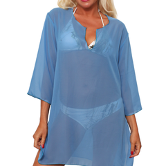 Women's Chiffon Long Sleeve Swimwear Cover-up Beach Dress Made in the USA