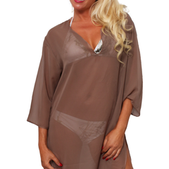 Women's Chiffon Long Sleeve Swimwear Cover-up Beach Dress Made in the USA