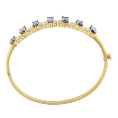 14K Yellow Gold 3.25ct.TDW Round-cut Diamond and Tanzanite Bangle (H-I, I1-I2)