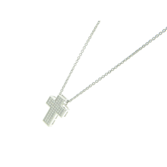 3D Micropave Zirconia Square Cross Necklace, 16"