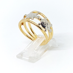 1-3102-h2 Gold Overlay Two Tone Turtles Ring.