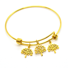 (mban-928-h9-8) Gold Plated Stainless Steel Tree of Life Bangle.
