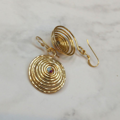 14 KT Gold Fill Sparkly Crystal Spiral Handmade Earrings