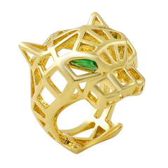 3D Wired Tiger Face Gold Ring