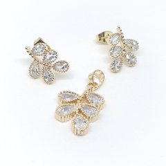 1-6420-h1 Gold Overlay CZ Fruit Vine Earring and Pendant Set.