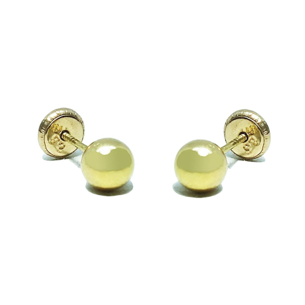 BecKids 18k Gold Polished Ball Stud Earrings, 5mm