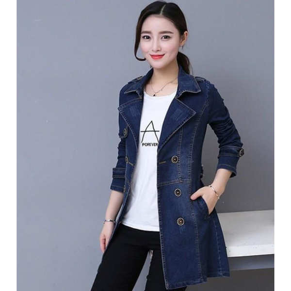 Womens Double Breasted Denim Jacket