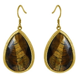 Zirconite Large Tiger Eye Tear Drop Earring