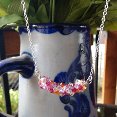Beaded Multi Color Spring Blossom Crystal Necklace
