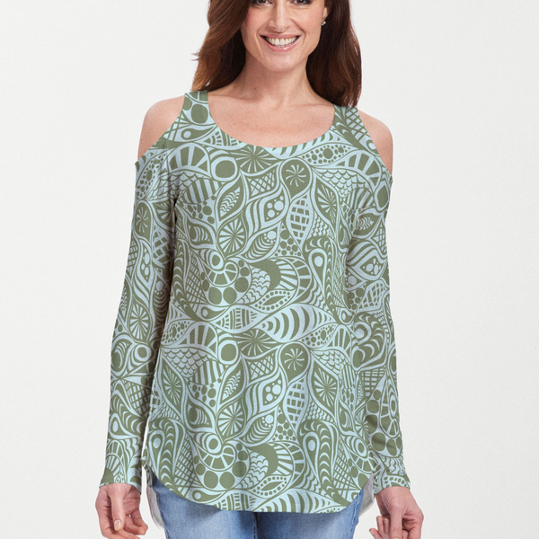 Aquatic Green (7610) ~ Cold Shoulder Tunic