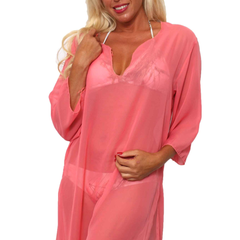 Women's Chiffon Long Sleeve Swimwear Cover-up Beach Dress Made in the USA